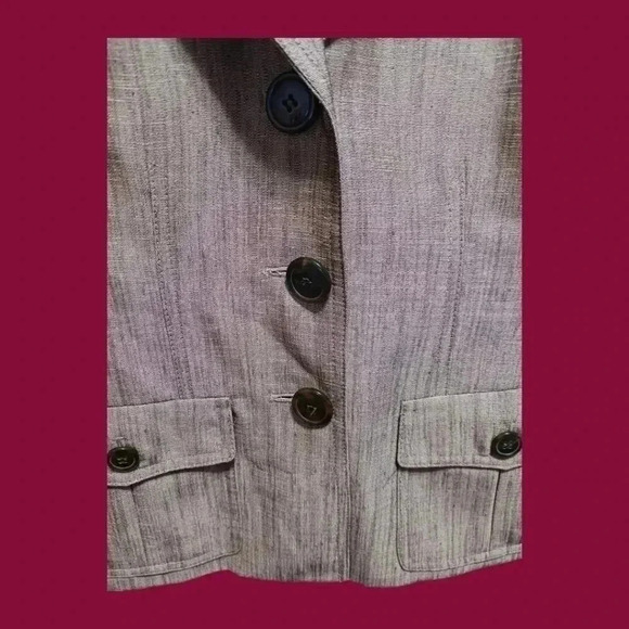 Kasper sheen blazer tan & brown blazer style safari size 2P - Picture 12 of 12